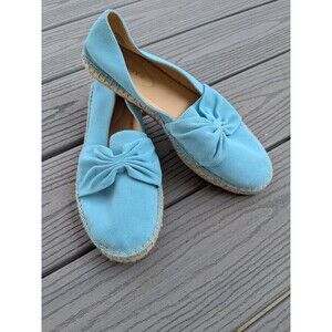 Talbots Izzy Cinched Suede Espadrilles Shoes Womens Sz 8.5 M Aqua Breeze Low Top